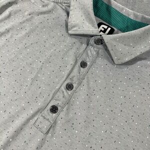 FootJoy Mens ProDry Golf Polo Shirt Grey Geometric Dash‎ Print Short Sleeve M